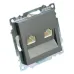 Розетка компьютерная 2-местная RJ-45 (механизм), серия Катрин, GLS00-7109-06, графит