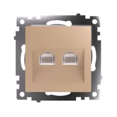 Розетка компьютерная 2-местная RJ-45 (механизм), серия Катрин, GLS00-7109-08, золото