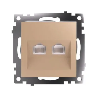 Розетка компьютерная 2-местная RJ-45 (механизм), серия Катрин, GLS00-7109-08, золото