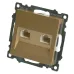 Розетка компьютерная 2-местная RJ-45 (механизм), серия Катрин, GLS00-7109-08, золото