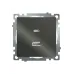 Розетка 2-местная USB + type C (механизм), 250В, 3А, max 20W, серия Катрин, графит, GLS10-7116-06