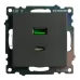 Розетка 2-местная USB + type C (механизм), 250В, 3А, max 20W, серия Катрин, графит, GLS10-7116-06