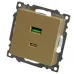 Розетка 2-местная USB + type C (механизм), 250В, 3А, max 20W, серия Катрин, золото, GLS10-7116-08