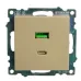 Розетка 2-местная USB + type C (механизм), 250В, 3А, max 20W, серия Катрин, золото, GLS10-7116-08