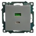 Розетка 2-местная USB + type C (механизм), 250В, 3А, max 20W, серия Катрин, серебро, GLS10-7116-03