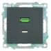 Розетка 2-местная USB + type C (механизм), 250В, 3А, серия Катрин, GLS10-7116-05, черный