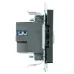 Розетка 2-местная USB + type C (механизм), 250В, 3А, серия Катрин, GLS10-7116-05, черный