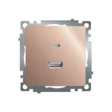 Розетка 2-местная USB + type C (механизм), 250В, 3А, max 20W, серия Катрин, GLS10-7116-02, шампань