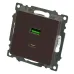 Розетка 2-местная USB + type C (механизм), 250В, 3А, max 20W, серия Катрин, GLS10-7116-04 шоколад