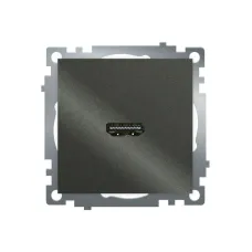 Розетка HDMI 2.1, Type A (механизм), серия Катрин, графит, GLS00-7118-06