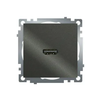 Розетка HDMI 2.1, Type A (механизм), серия Катрин, графит, GLS00-7118-06