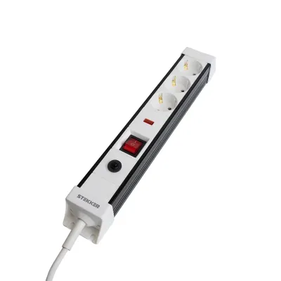 HM22-31-05 Сетевой фильтр 3-местный с/з 3x1мм2 5 м 250В 16А серия Techno белый STEKKER