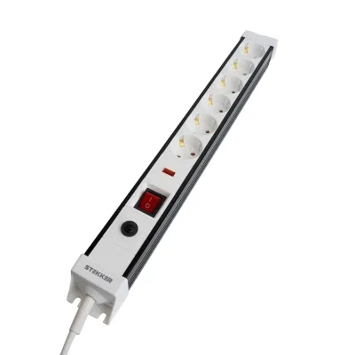 HM22-61-03 Сетевой фильтр 6-местный с/з 3x1мм2 3 м 250В 16А серия Techno белый STEKKER