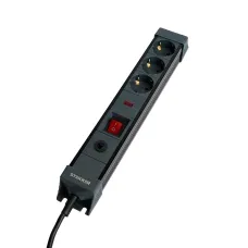 HM22-31-02 Сетевой фильтр 3-местный с/з 3x1мм2 1,8 м 250В 16А серия Techno черный STEKKER