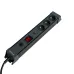 HM22-31-03 Сетевой фильтр 3-местный с/з 3x1мм2 3 м 250В 16А серия Techno черный STEKKER