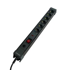 HM22-61-05 Сетевой фильтр 6-местный с/з 3x1мм2 5 м 250В 16А серия Techno черный STEKKER