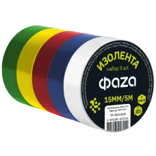 Изолента ФАZА 15/5 комплект 5 цветов