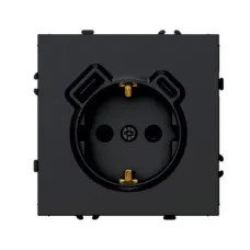 Розетка 1-местная з/ш с/з 16А + USB + Type C (механизм), 250В, 20W, серия Эмили, черный уголь, soft-touch, RST16-5119-05