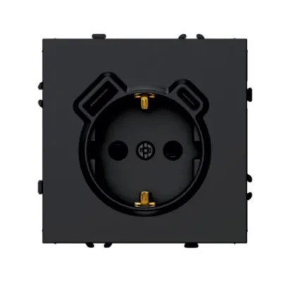 Розетка 1-местная з/ш с/з 16А + USB + Type C (механизм), 250В, 20W, серия Эмили, черный уголь, soft-touch, RST16-5119-05