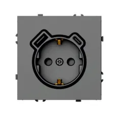 Розетка 1-местная з/ш с/з 16А + USB + Type C (механизм), 250В, 20W, серия Эмили, платиново-серый, soft-touch, RST16-5119-10