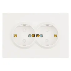 Розетка 2-местная с з/ш, с/з, СЗК, 250В, 16А, серия Эмили, RST16-5114-01ZK, белый фарфор, soft touch
