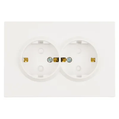 Розетка 2-местная с з/ш, с/з, СЗК, 250В, 16А, серия Эмили, RST16-5114-01ZK, белый фарфор, soft touch