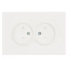 Розетка 2-местная с з/ш, б/з, СЗК, 250В, 16А, серия Эмили, RST16-5116-01ZK, белый фарфор, soft touch