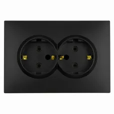 Розетка 2-местная с з/ш, с/з, СЗК, 250В, 16А, серия Эмили, RST16-5114-10ZK, платиново-серый, soft touch