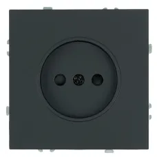 Розетка 1-местная с з/ш, б/з (механизм), СЗК, 250В, 16А, серия Эмили, RST16-5109-05ZK, черный уголь, soft touch
