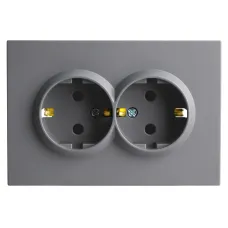 Розетка 2-местная с з/ш, с/з, СЗК, 250В, 16А, серия Эмили, RST16-5114-05ZK, черный уголь, soft touch