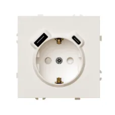 Розетка 1-местная з/ш с/з 16А + USB + Type C (механизм), 250В, 20W, серия Эмили, RST16-5119-08, кашемир, soft touch