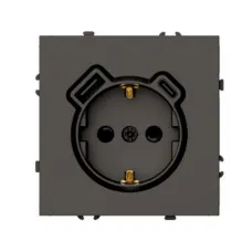 Розетка 1-местная з/ш с/з 16А + USB + Type C (механизм), 250В, 20W, серия Эмили, RST16-5119-09, антрацит, soft touch