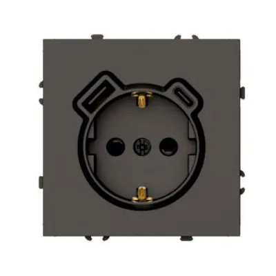 Розетка 1-местная з/ш с/з 16А + USB + Type C (механизм), 250В, 20W, серия Эмили, RST16-5119-09, антрацит, soft touch