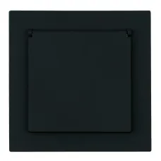 Розетка 1-местная с крышкой с защ. штор с/з, 250В, 16А, серия Мия, RST16-3112-05, черный бархат