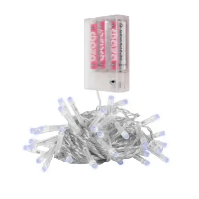 Гирлянда светодиодная нить DC-G01-80W, 80 белый LED, 7.8 м., 8 режимов, 3xAA