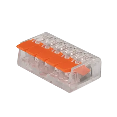Клеммы СМК  монтажные многоразовые  PTC-5P 221-415 450V 32A 0,14-4.0mm2,  5 отверстий, прозрачные / 50шт.