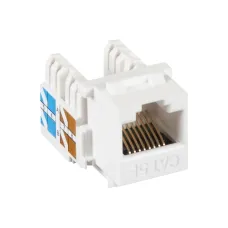 Модуль-вставка NETLAN типа Keystone, Кат.5e (Класс D), 100МГц, RJ45/8P8C, 110/KRONE, T568A/B, неэкранированный, белый, уп-ка 10шт.