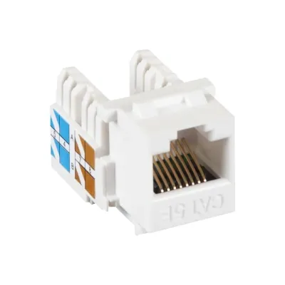 Модуль-вставка NETLAN типа Keystone, Кат.5e (Класс D), 100МГц, RJ45/8P8C, 110/KRONE, T568A/B, неэкранированный, белый, уп-ка 10шт.