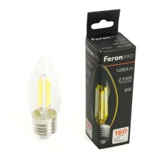 Лампа светодиодная, 1280LM 8W 175-265V E27 2700K C35 прозрачная, LB-1208