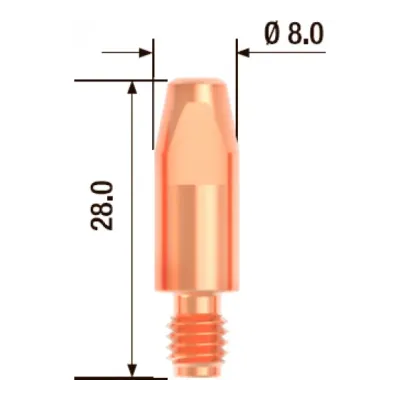 Наконечник контактный M6х28 мм ECU D 0.8 мм (10 шт.)