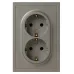 Розетка скрытого монтажа в рамку с заземлением двойная 2X2P+E Schuko со шторками IP20 16А-250В титан 15-2105-07 Galaxy
