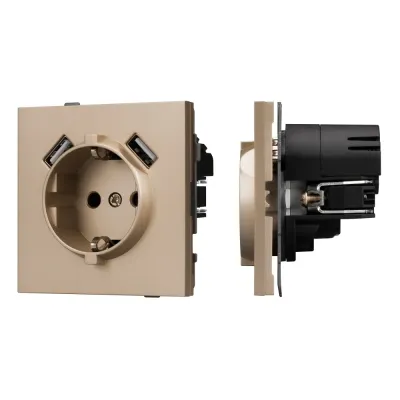Механизм розетки с USB зарядкой SCT-TENDO-MUAA-PL-GD 230V, 16A, Золото светлое, 1 пост