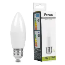 Лампа светодиодная, (15W) 230V E27 4000K С37, LB-980