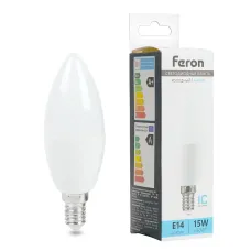Лампа светодиодная, (15W) 230V E14 6400K С37, LB-980