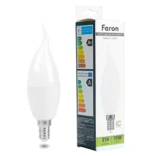 Лампа светодиодная, (15W) 230V E14 4000K С37T, LB-980
