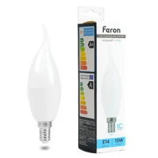 Лампа светодиодная, (15W) 230V E14 6400K С37T, LB-980