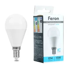 Лампа светодиодная, (15W) 230V E14 6400K G45, LB-990