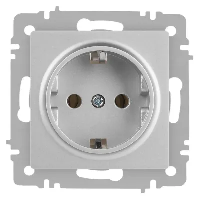 Розетка Intro Accent 6-202-03 2P+E Schuko, 16А-250В, IP20, СУ, алюминий