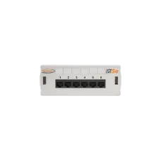 Панель настенная, 6 портов, Кат.5e, RJ45/8P8C, неэкран., светло-серая