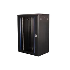 Шкаф 19'' телекоммуникационный настенный, 18U 901х600х450 мм, дверь стекло, черный